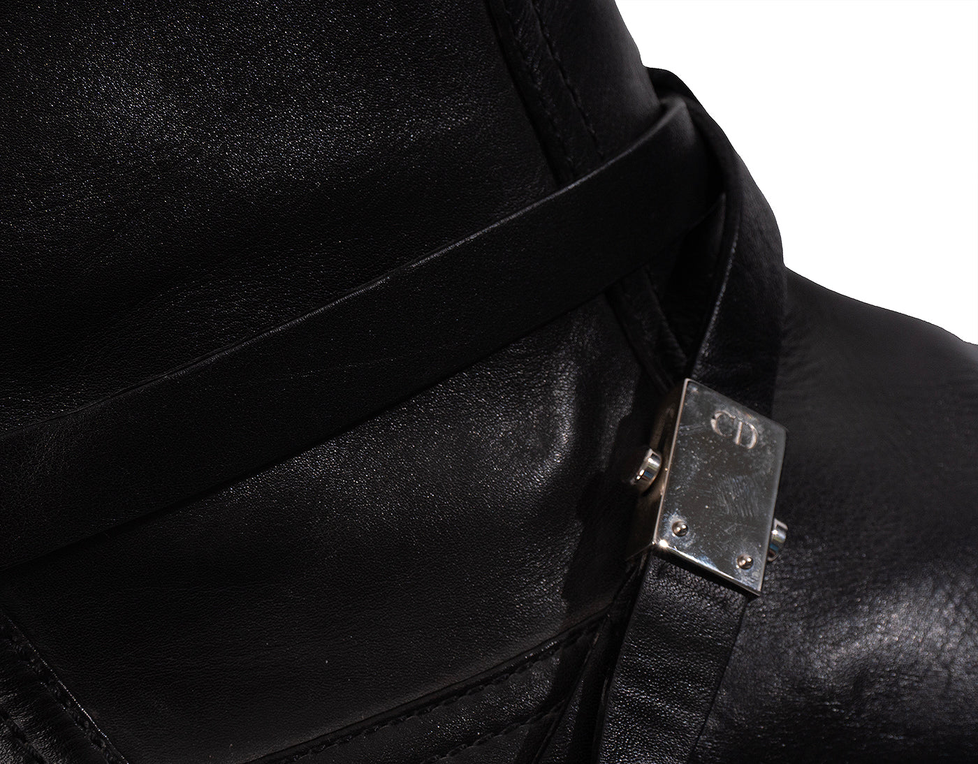 Christian Dior Black Leather Moto Boots 41