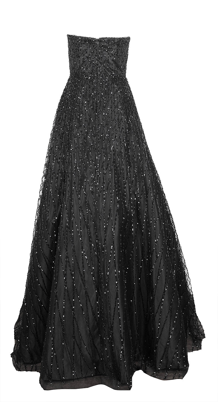 Jovani Black Bead Embellished Gown