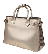 Burberry Twill Medium Banner Metallic Gold Tote Bag