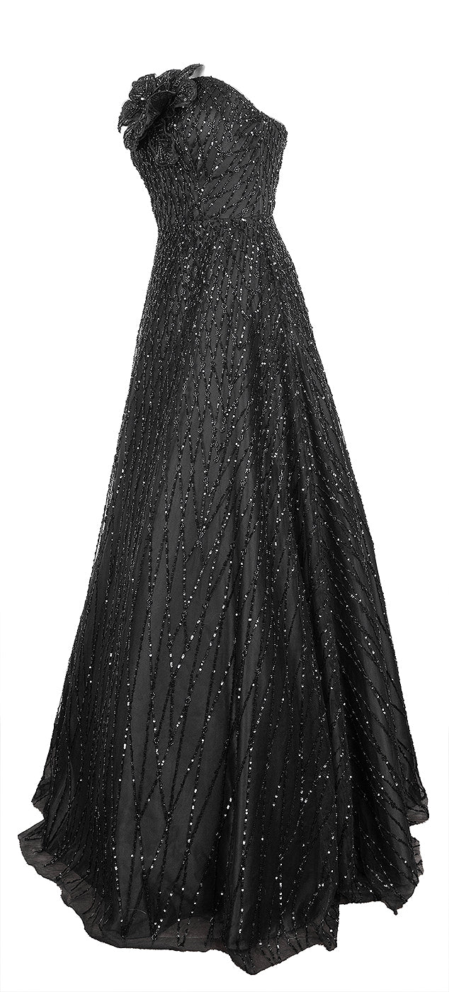 Jovani Black Bead Embellished Gown