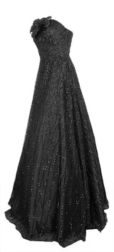 Jovani Black Bead Embellished Gown