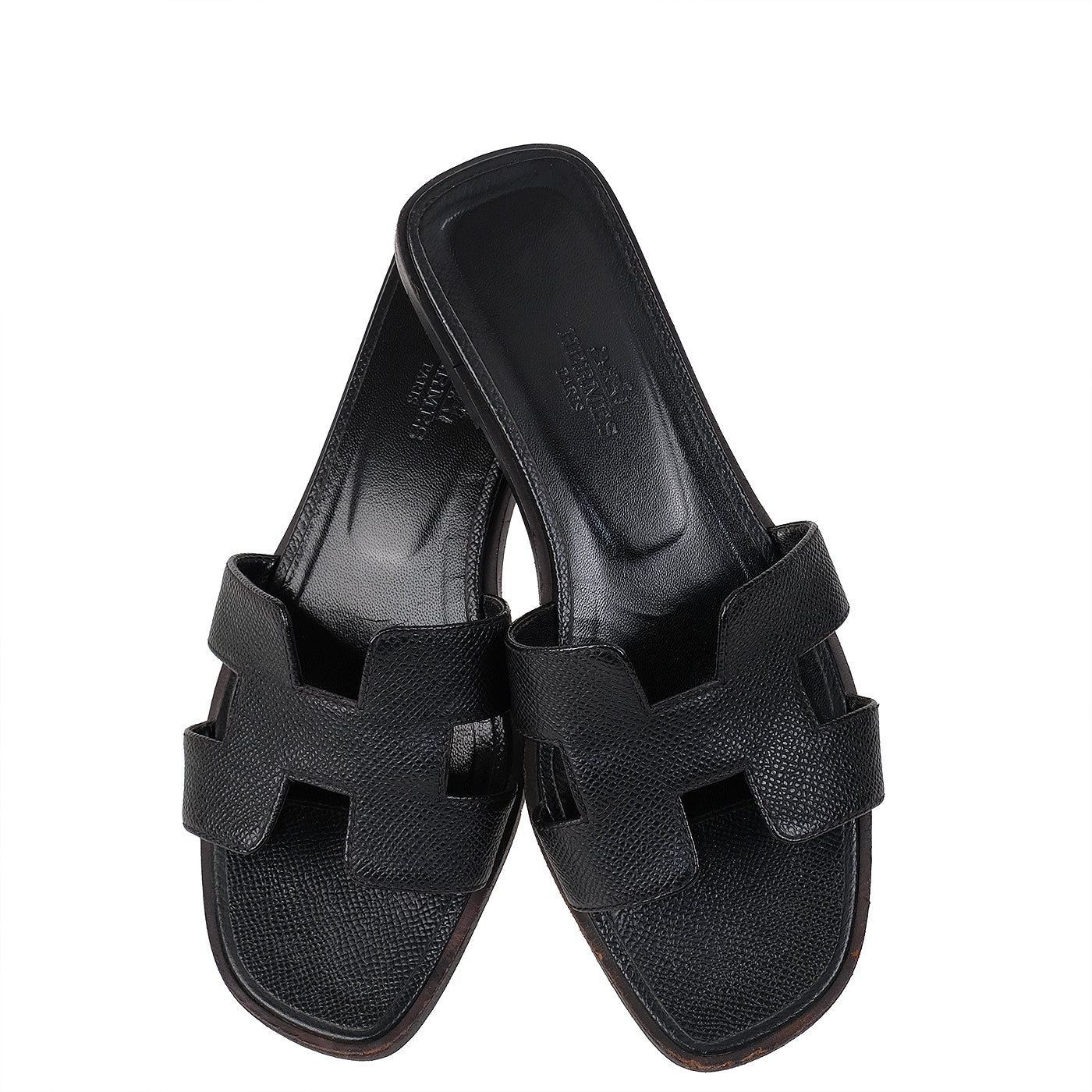 Hermes Black Oran Epsom Sandals