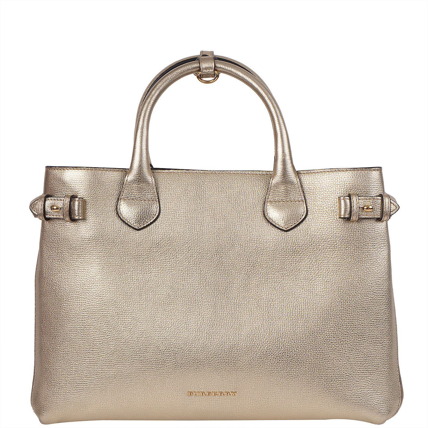 Burberry Twill Medium Banner Metallic Gold Tote Bag