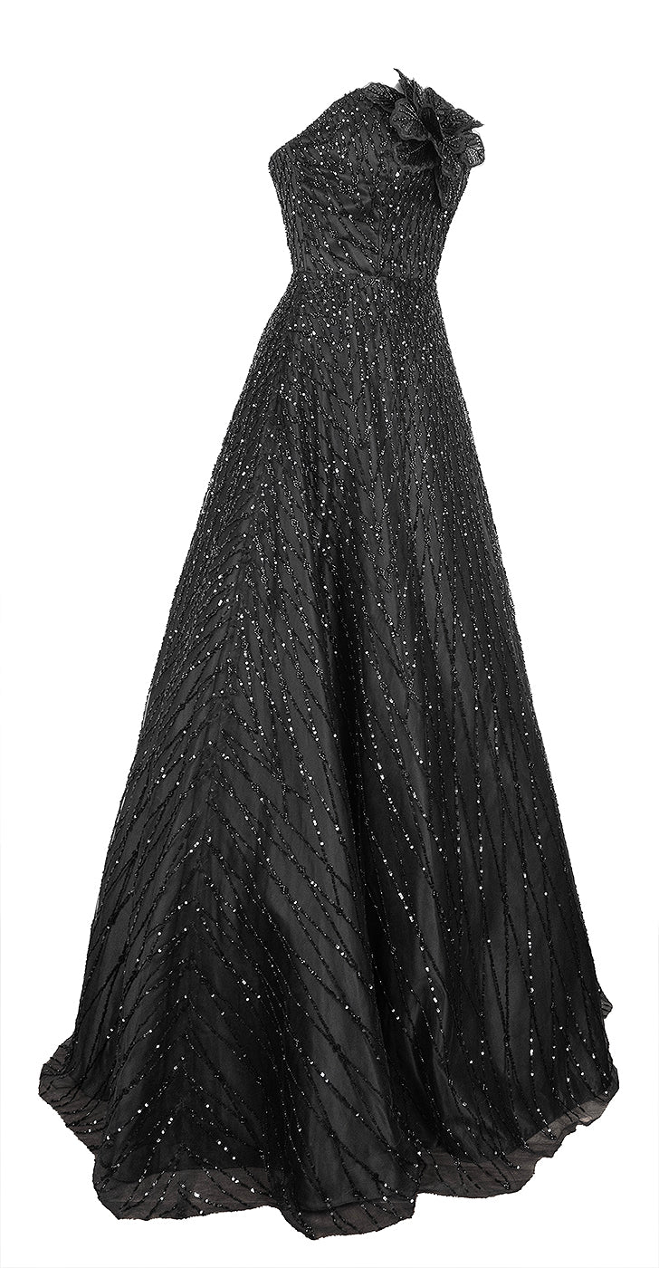 Jovani Black Bead Embellished Gown
