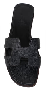 Hermes Black Oran Epsom Sandals