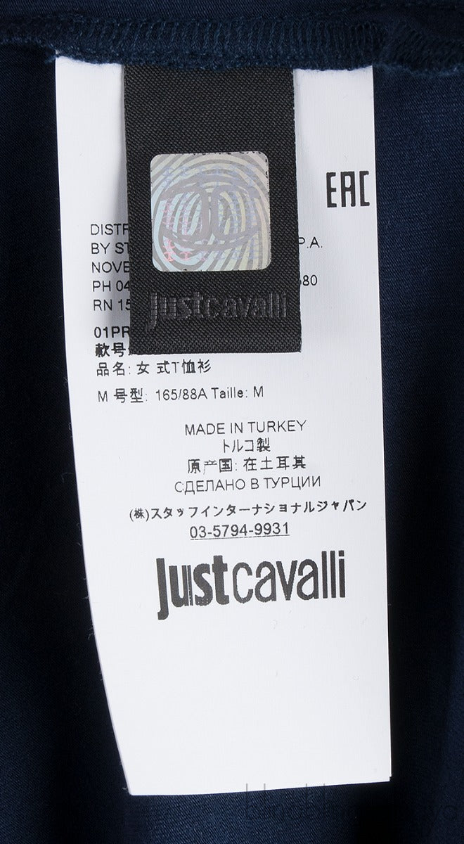 Blue Oversized Logo Print T-shirt