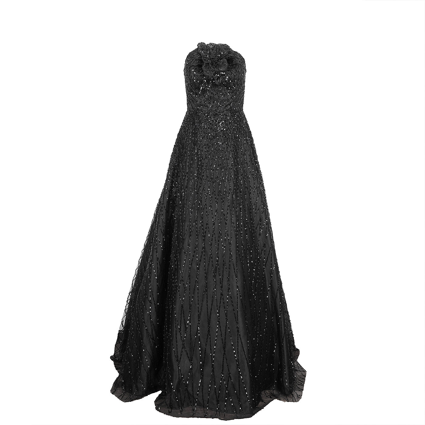 Jovani Black Bead Embellished Gown