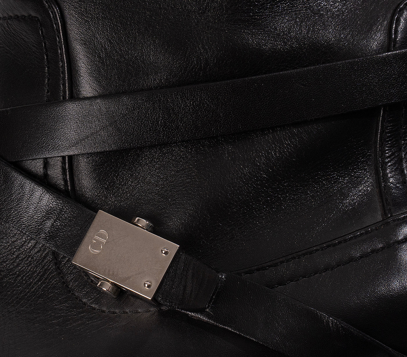 Christian Dior Black Leather Moto Boots 41