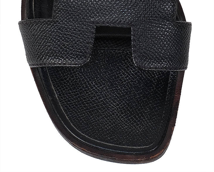 Hermes Black Oran Epsom Sandals