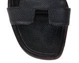 Hermes Black Oran Epsom Sandals