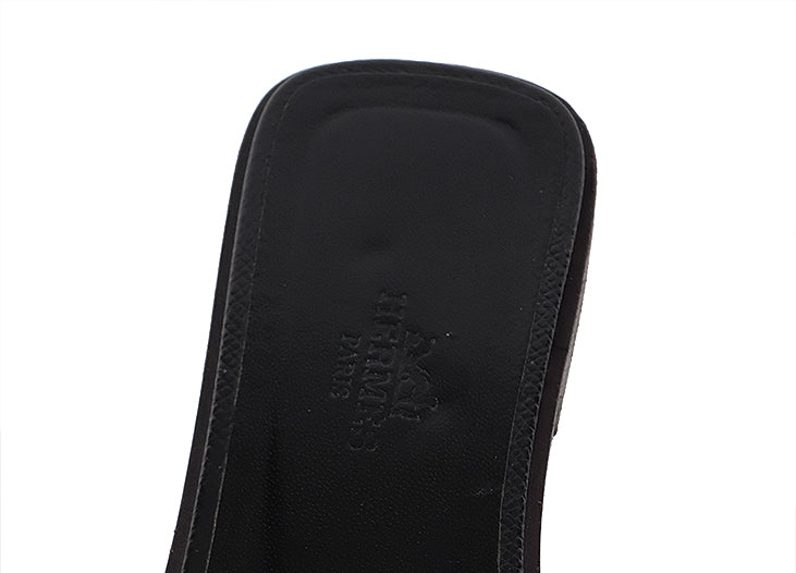 Hermes Black Oran Epsom Sandals
