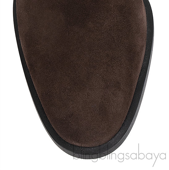 Bottega Veneta Dark Brown Suede Cha-cha Mules