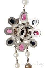 Multi-Color Stones & Pearl Long Neck.