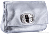 Metallic Silver Crystal Clutch Bag