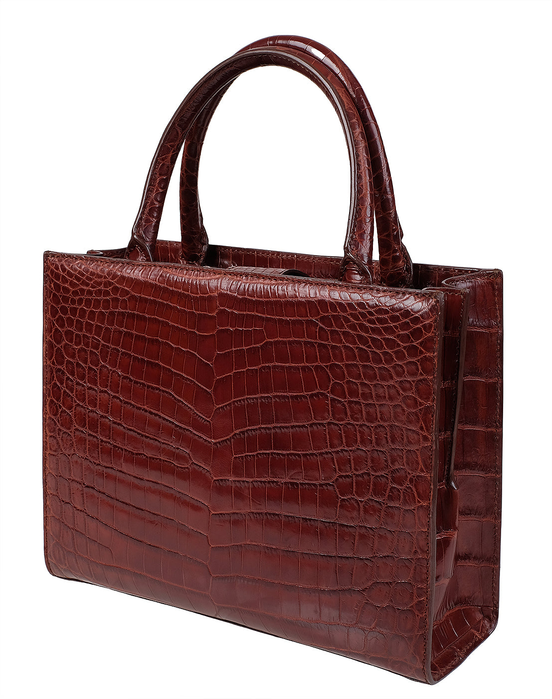 Cape Cobra Burgundy Crocodile Top Handle Bag
