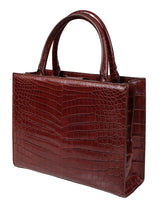 Cape Cobra Burgundy Crocodile Top Handle Bag