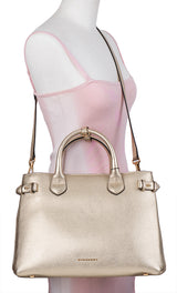 Burberry Twill Medium Banner Metallic Gold Tote Bag