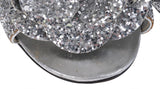 Chanel Silver Camellia Glitter Heels