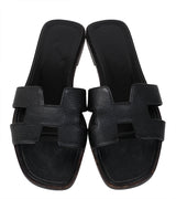 Hermes Black Oran Epsom Sandals