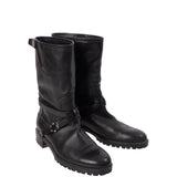 Christian Dior Black Leather Moto Boots 41