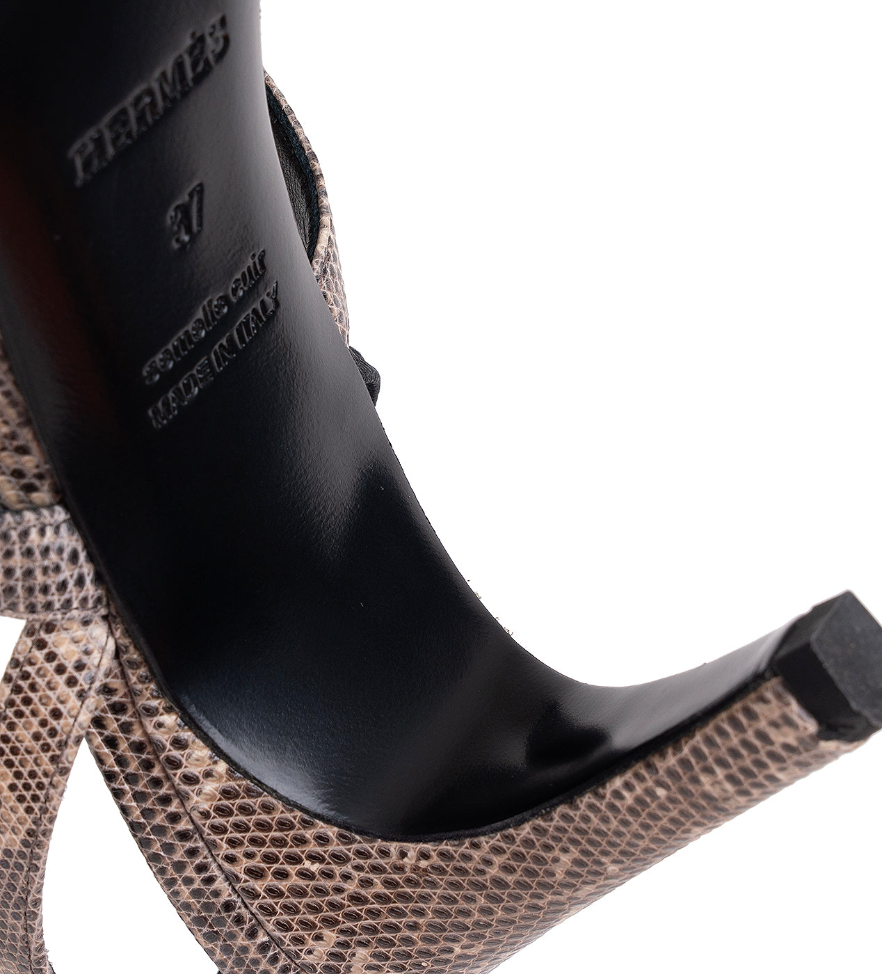 Hermes Glamour 75 Ombre Lizard Sandals 37