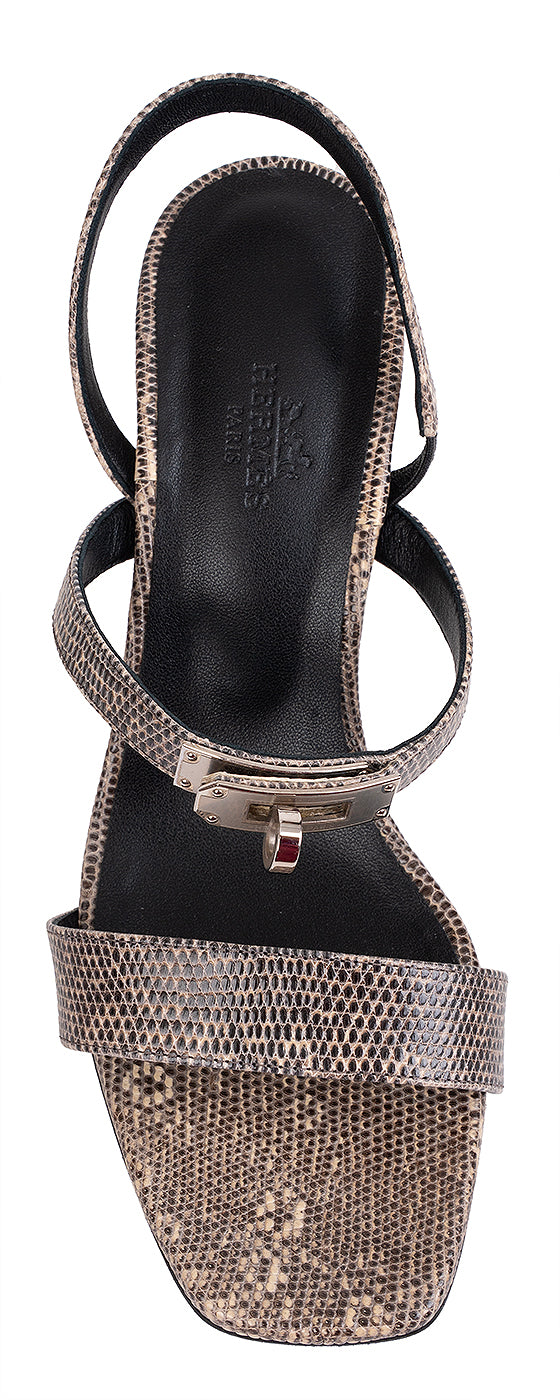 Hermes Glamour 75 Ombre Lizard Sandals 37
