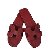 Hermes Rouge H Epsom Oran Sandals 36