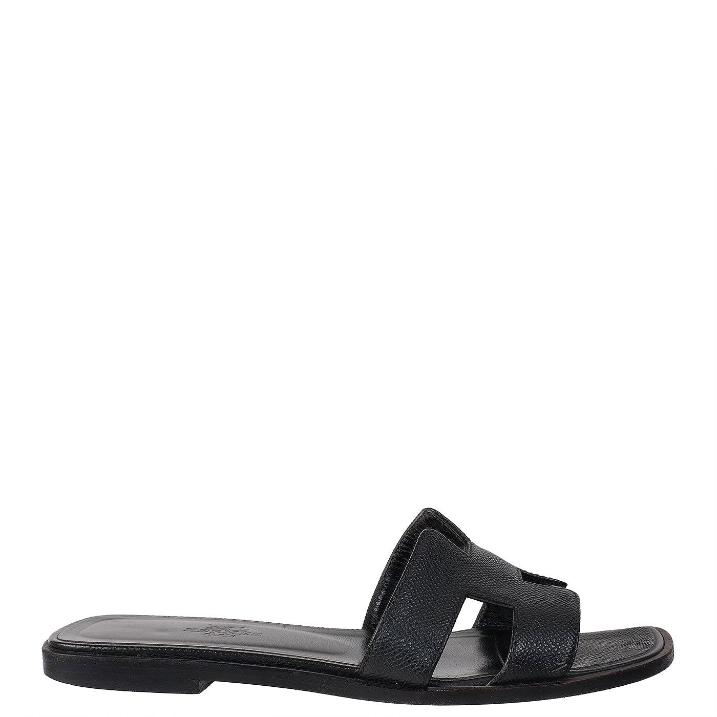 Hermes Black Oran Epsom Sandals
