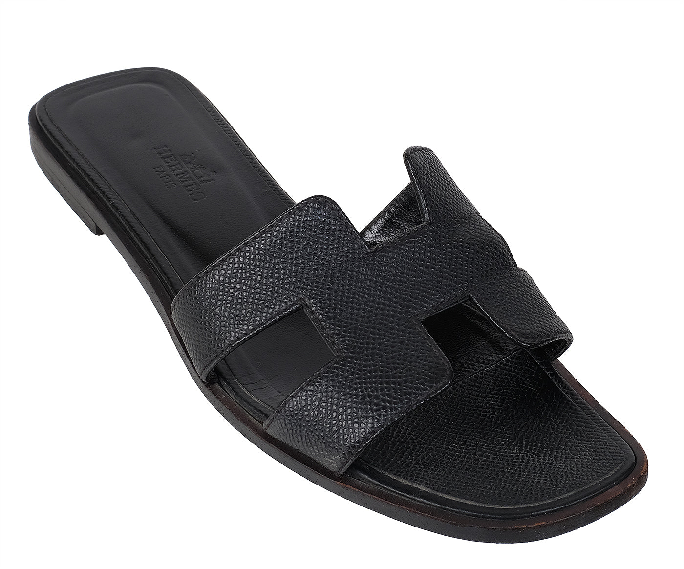 Hermes Black Oran Epsom Sandals