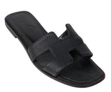 Hermes Black Oran Epsom Sandals