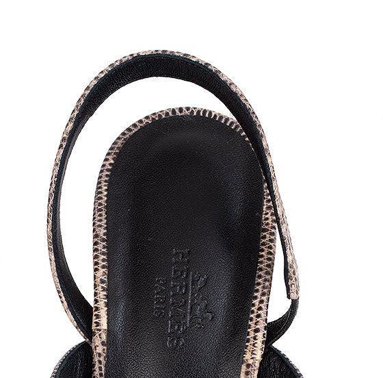 Hermes Glamour 75 Ombre Lizard Sandals 37