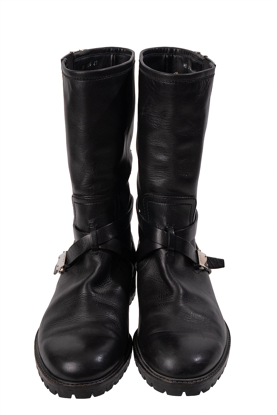 Christian Dior Black Leather Moto Boots 41