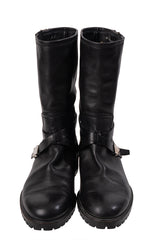 Christian Dior Black Leather Moto Boots 41