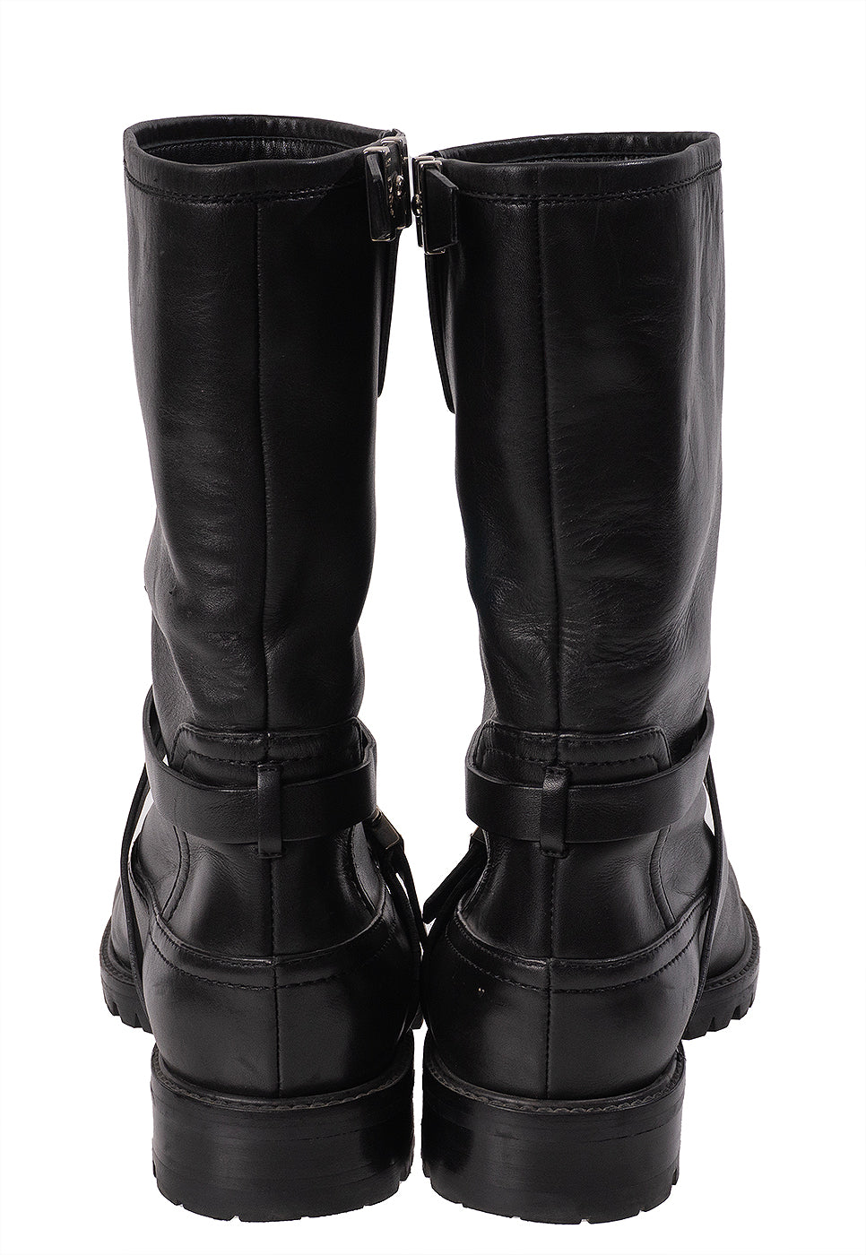 Christian Dior Black Leather Moto Boots 41
