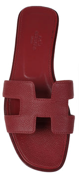 Hermes Rouge H Epsom Oran Sandals 36