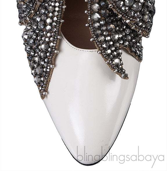 White Patent Elaisa Crystal Bow Pump