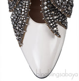 White Patent Elaisa Crystal Bow Pump