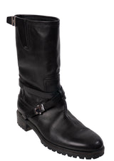 Christian Dior Black Leather Moto Boots 41