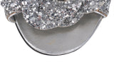 Chanel Silver Camellia Glitter Heels