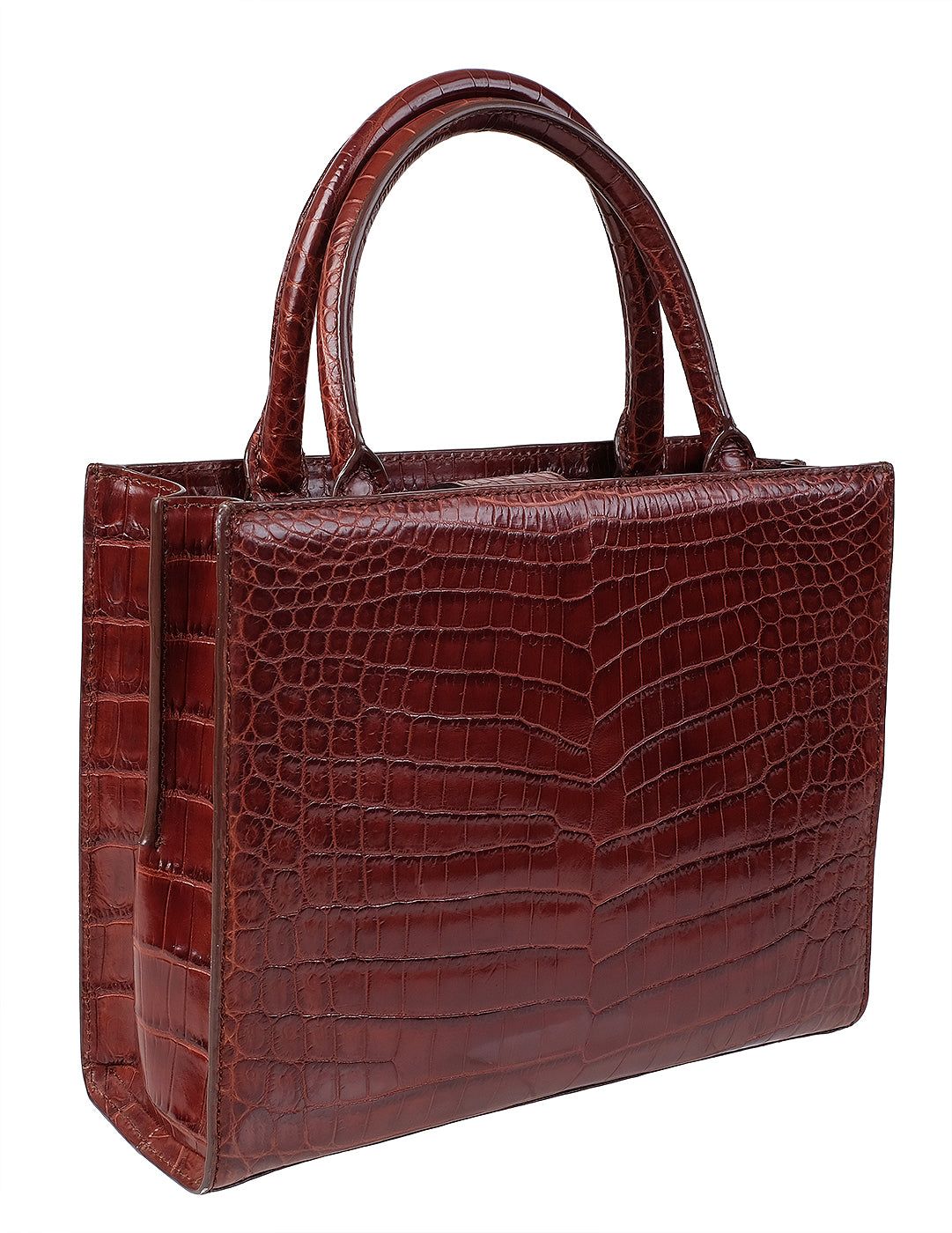 Cape Cobra Burgundy Crocodile Top Handle Bag