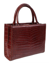 Cape Cobra Burgundy Crocodile Top Handle Bag
