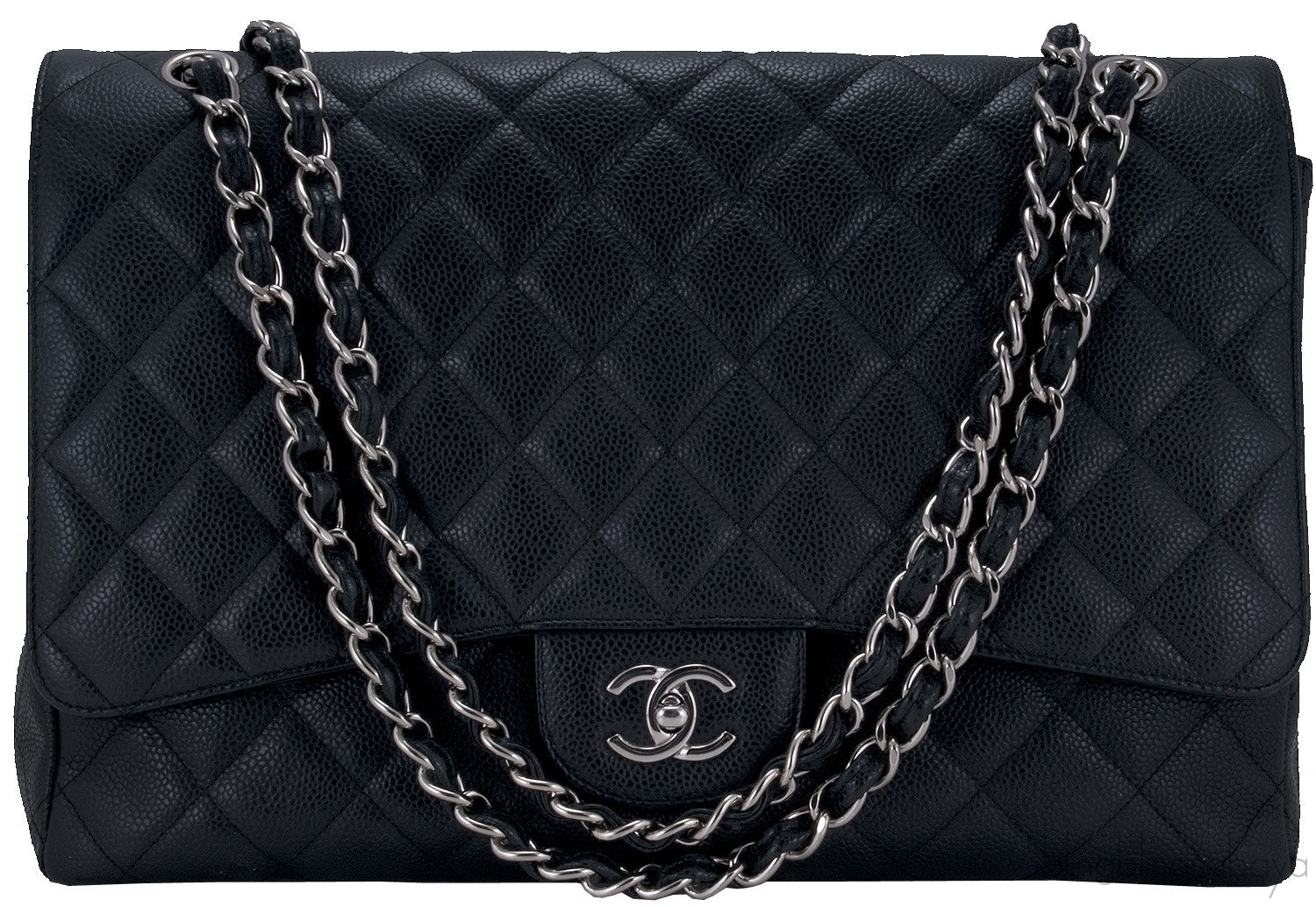 Black Caviar Maxi Flap Bag PHW