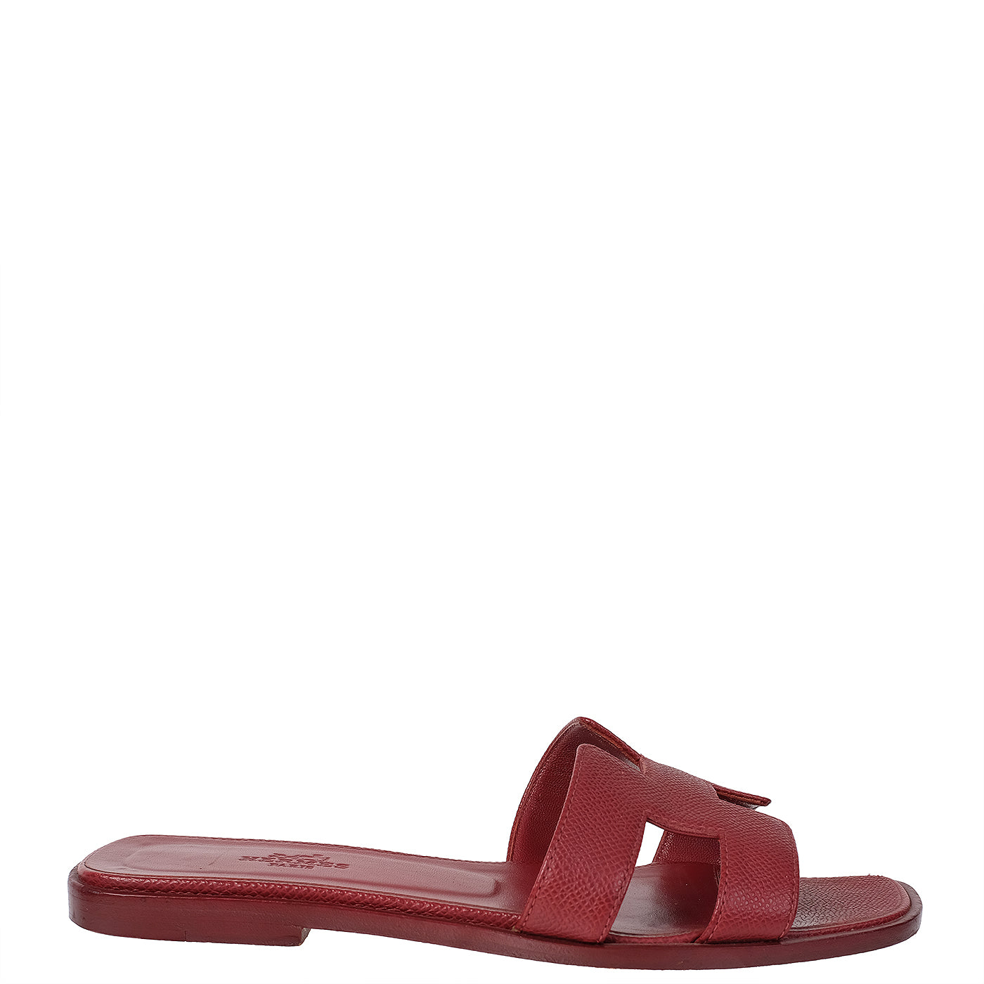 Hermes Rouge H Epsom Oran Sandals 36