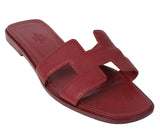 Hermes Rouge H Epsom Oran Sandals 36