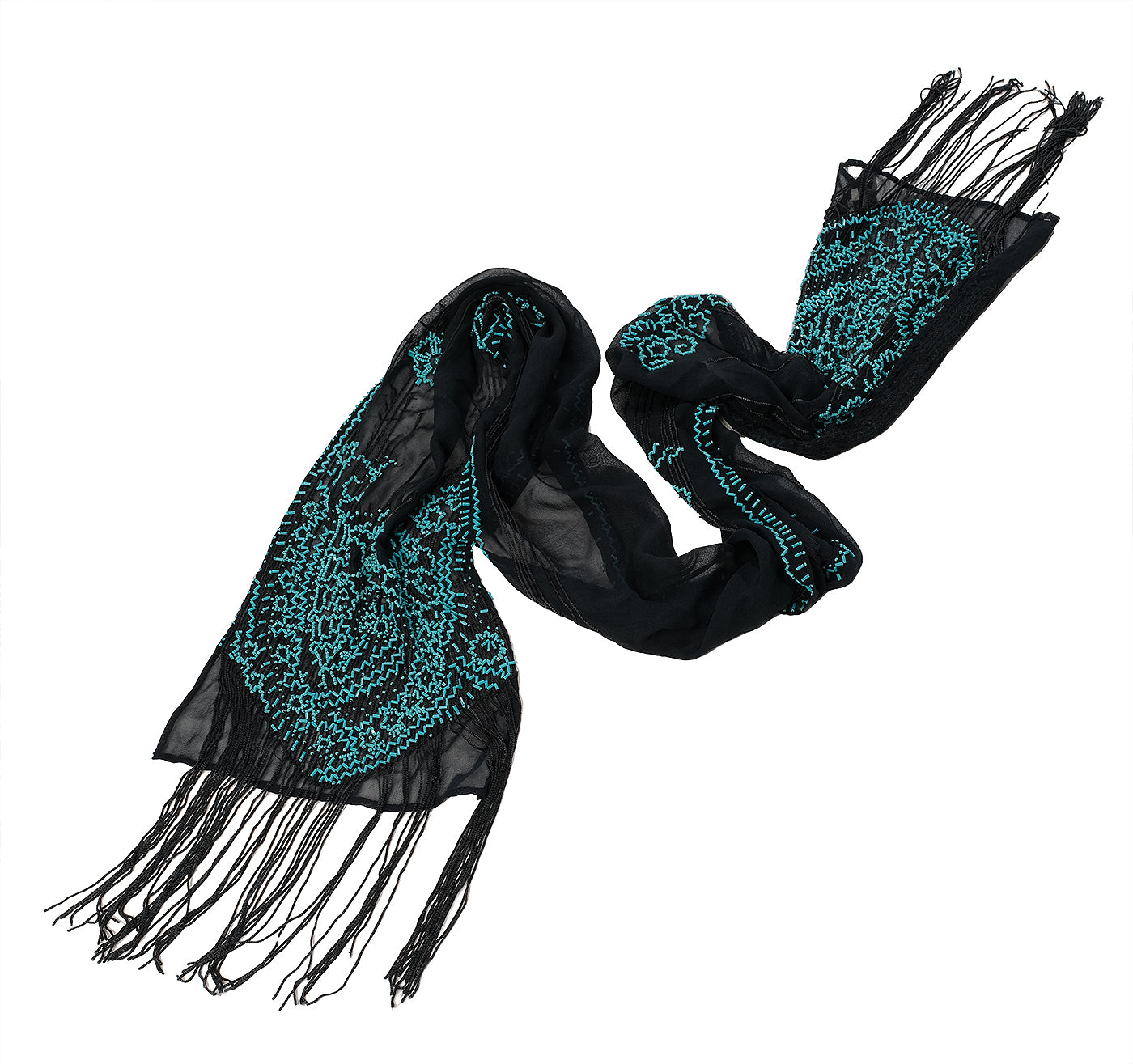 Dries Van Noten Bead Embellished Fringed Stole