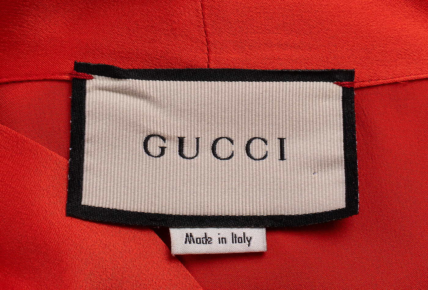Gucci Red Self-tie Bow Shirt
