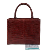 Cape Cobra Burgundy Crocodile Top Handle Bag