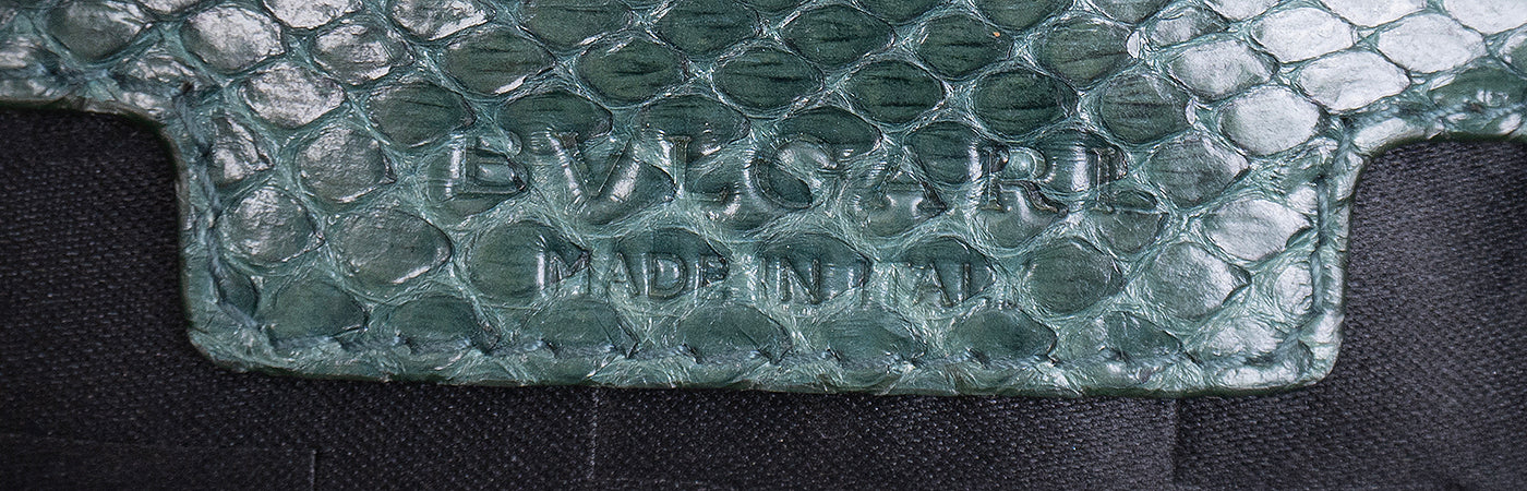 Bvlgari Green Python Monete Fold-over Clutch