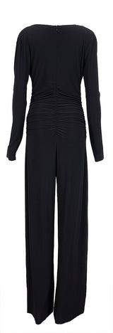 Norma Kamali Black V-neck Gathered Front Jumpsuit