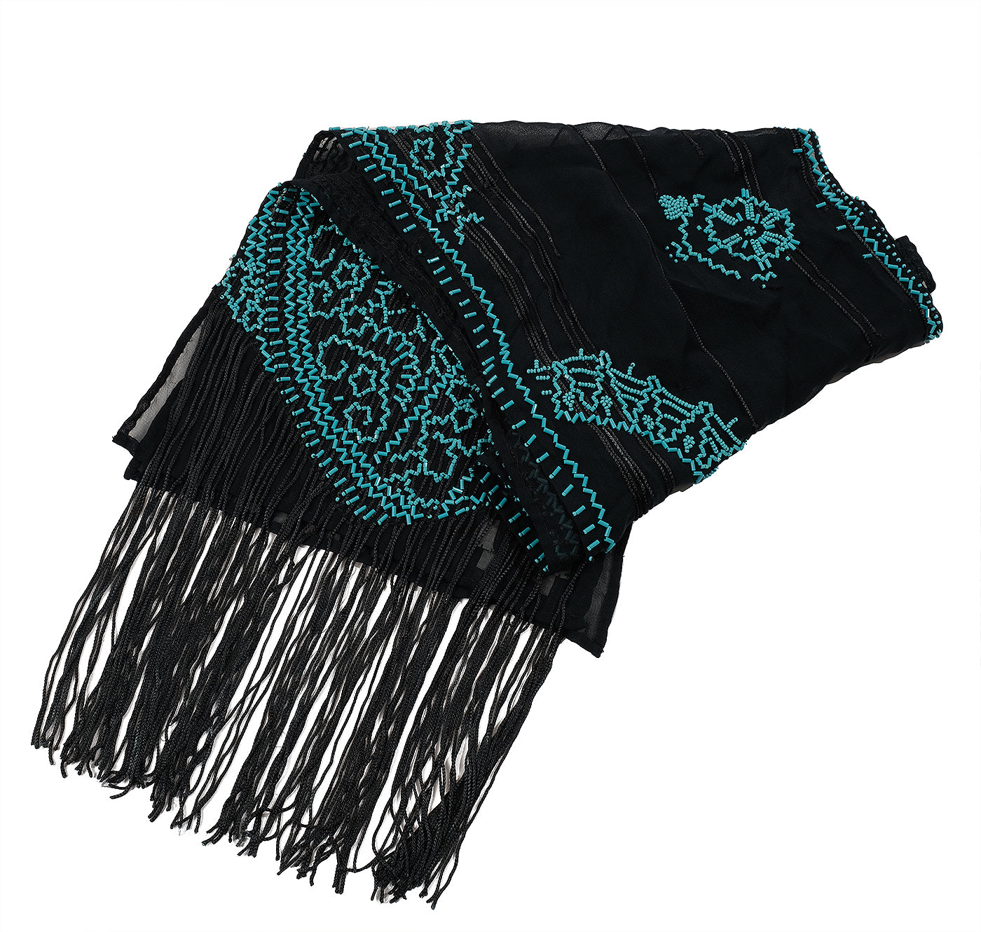 Dries Van Noten Bead Embellished Fringed Stole